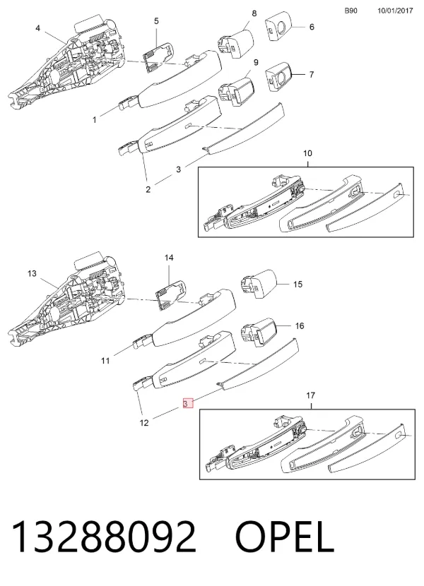 Накладка ручки двери 13288092 Opel