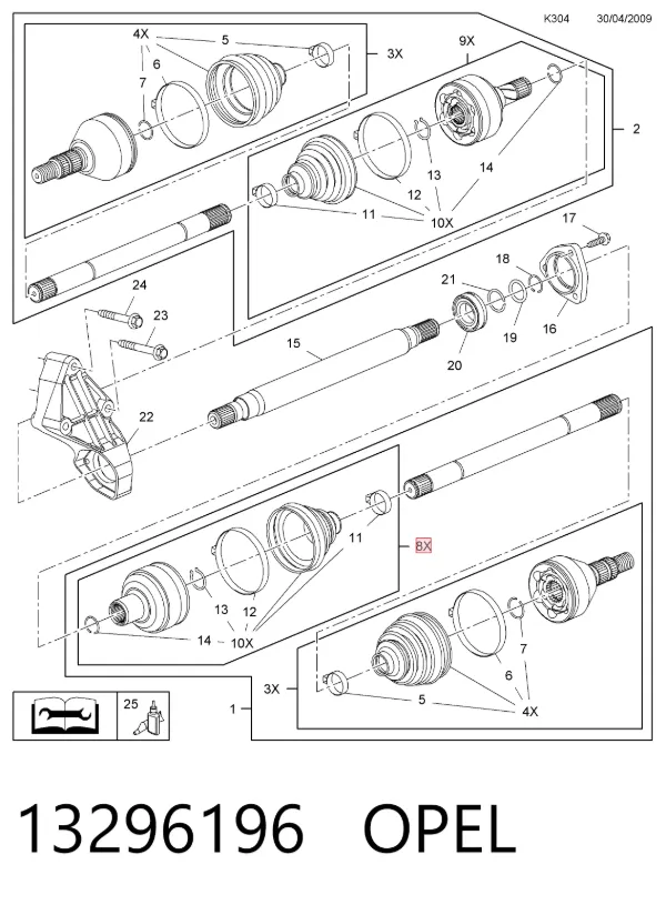 ШРУС внутренний правый 13296196 Opel