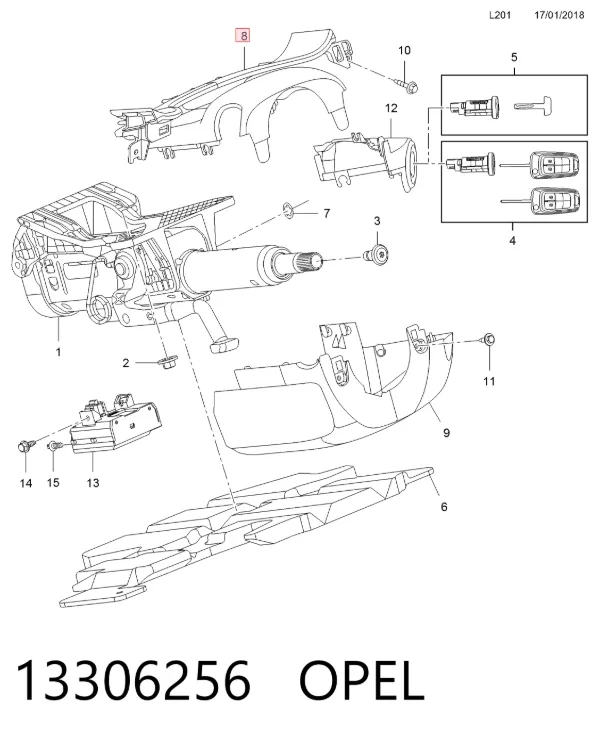 Защитный кожух рулевого механизма 13306256 Opel