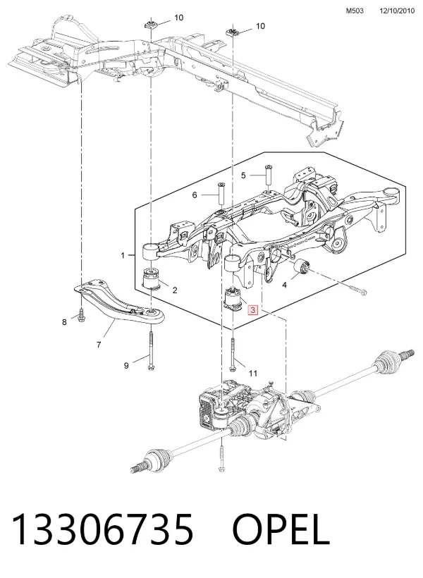 Сайлентблок задней балки 13306735 Opel