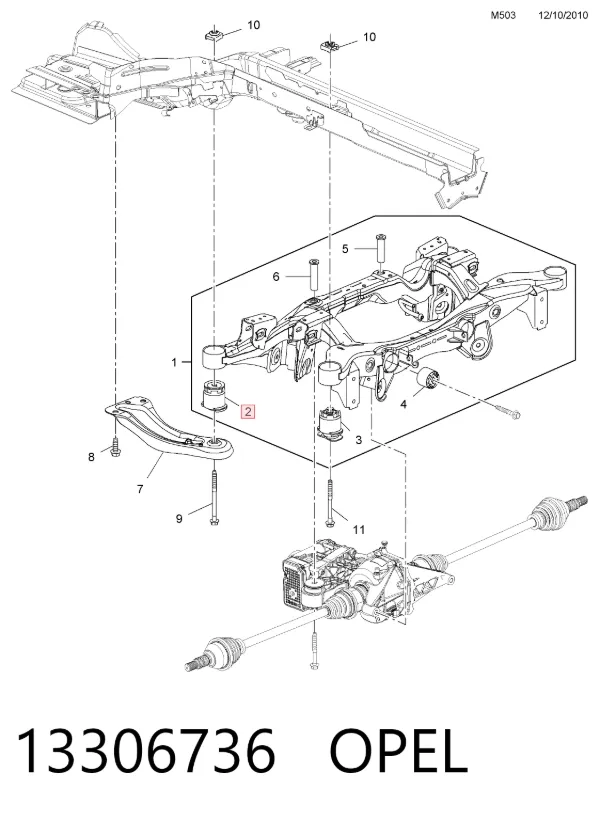 Сайлентблок задней балки 13306736 Opel