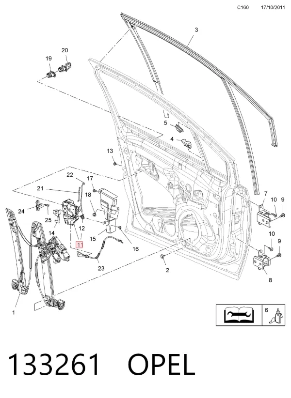 Замок водительской двери 133261 Opel