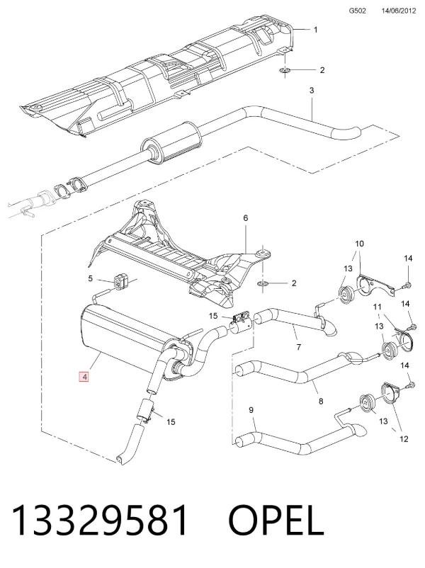 Глушитель задний 13329581 Opel