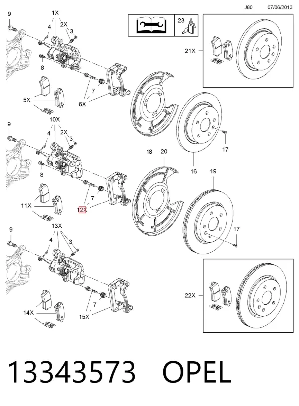 Скоба заднего суппорта 13343573 Opel