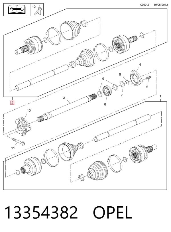 Левая полуось 13354382 Opel