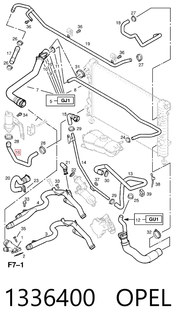 Патрубок радиатора 1336400 Opel