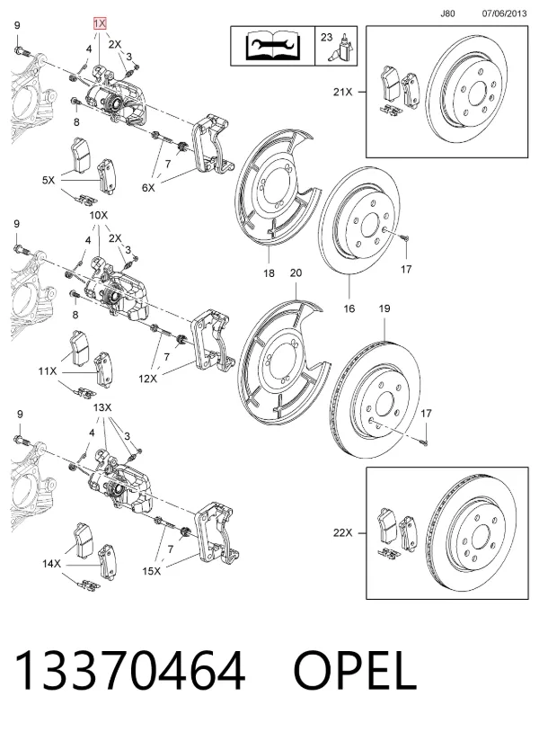 Суппорт задний правый 13370464 Opel
