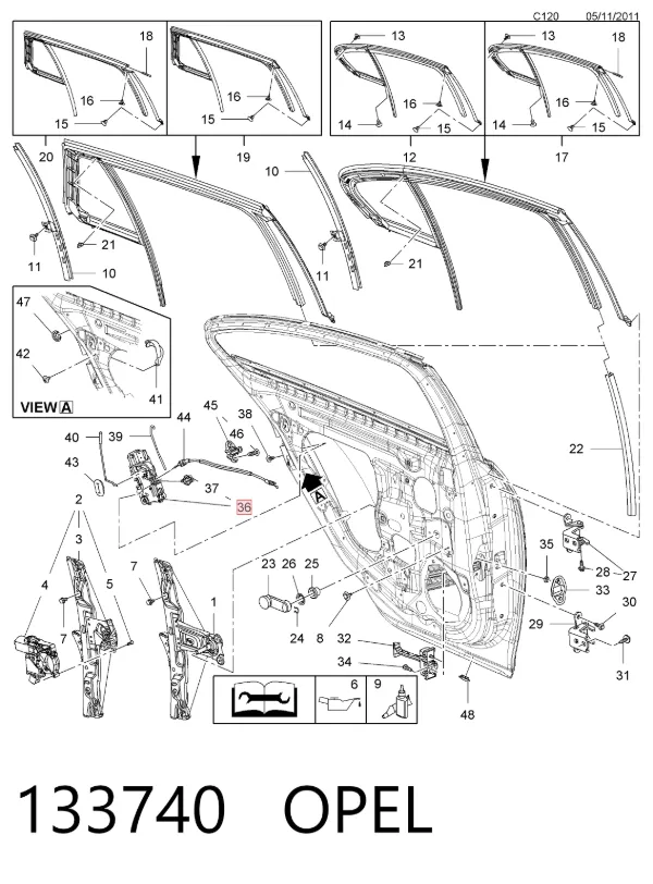 Замок двери задней правой 133740 Opel