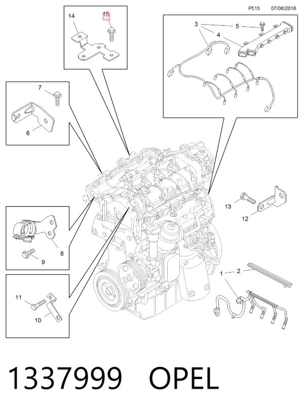 Комплект цепи ГРМ 1337999 Opel