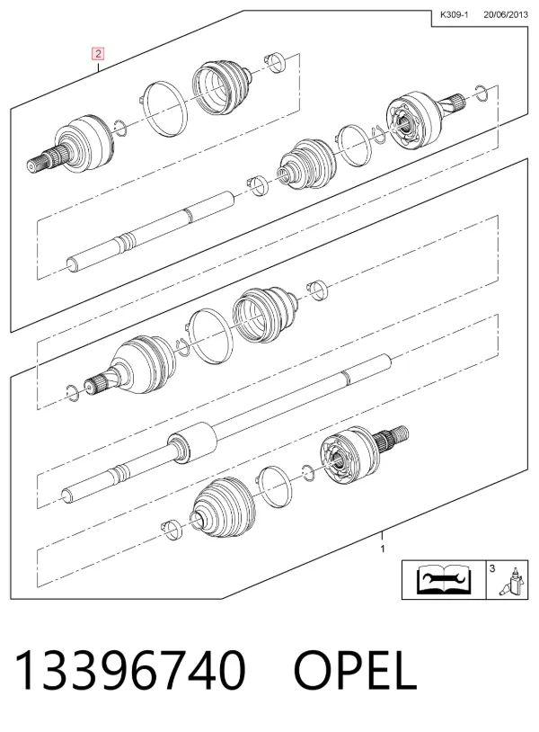 Левая полуось 13396740 Opel