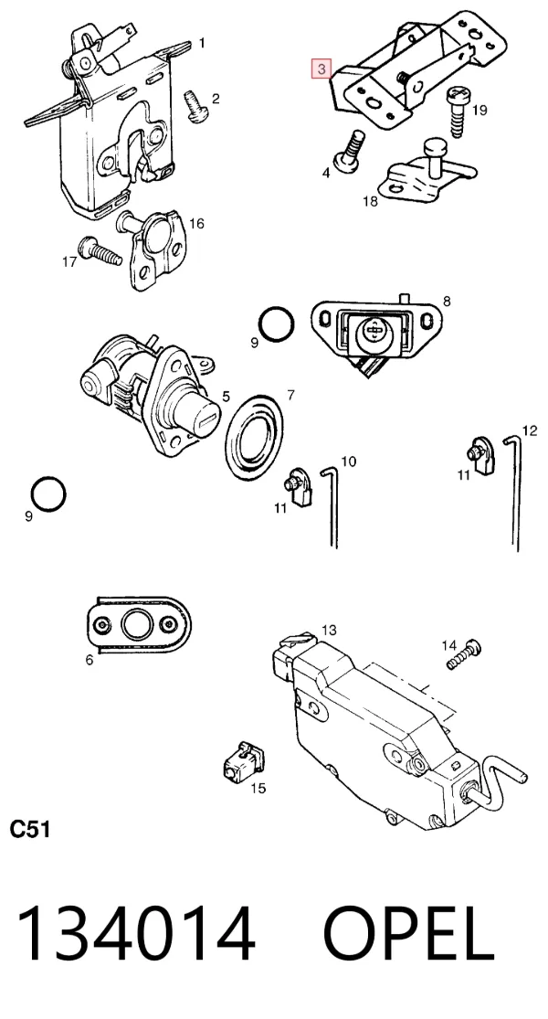 Замок багажника 134014 Opel