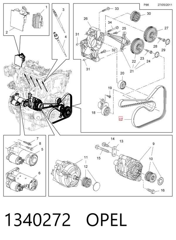 Ремень генератора 1340272 Opel