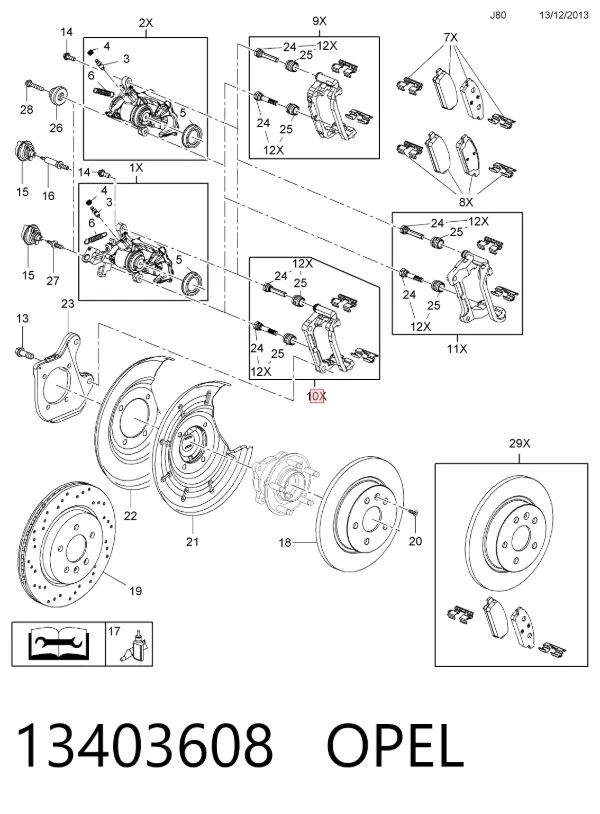 Скоба заднего суппорта 13403608 Opel