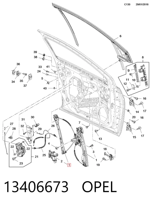 Стеклоподъемник передней левой двери Opel Astra K