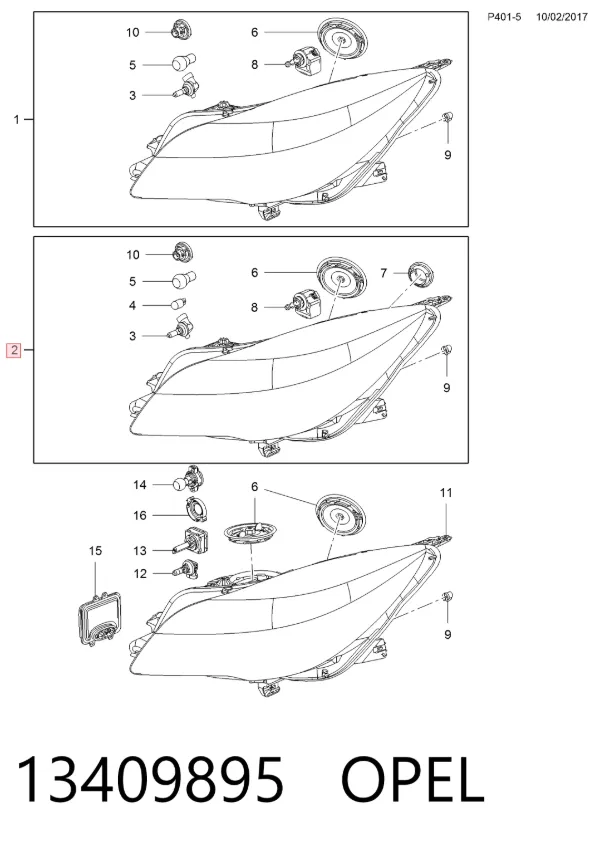 Правая фара 13409895 Opel