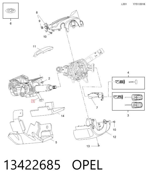 Рулевая колонка 13422685 Opel