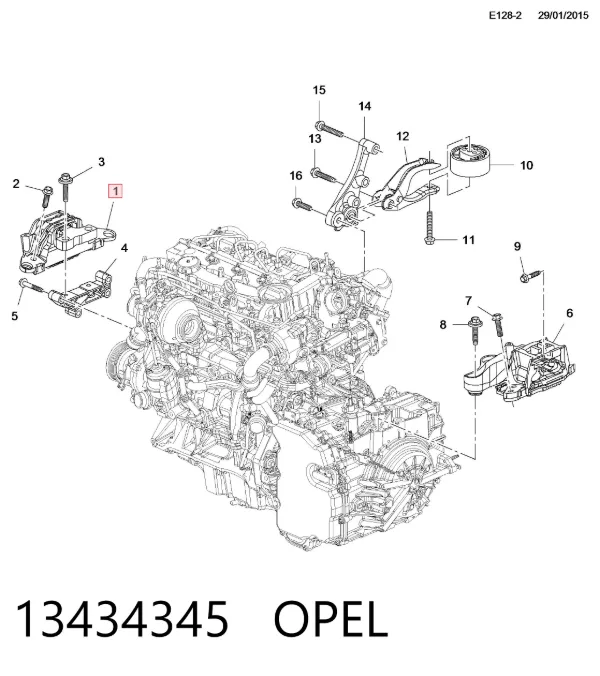 Правая подушка двигателя 13434345 Opel