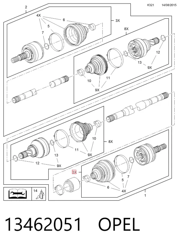 ШРУС наружный передний 13462051 Opel