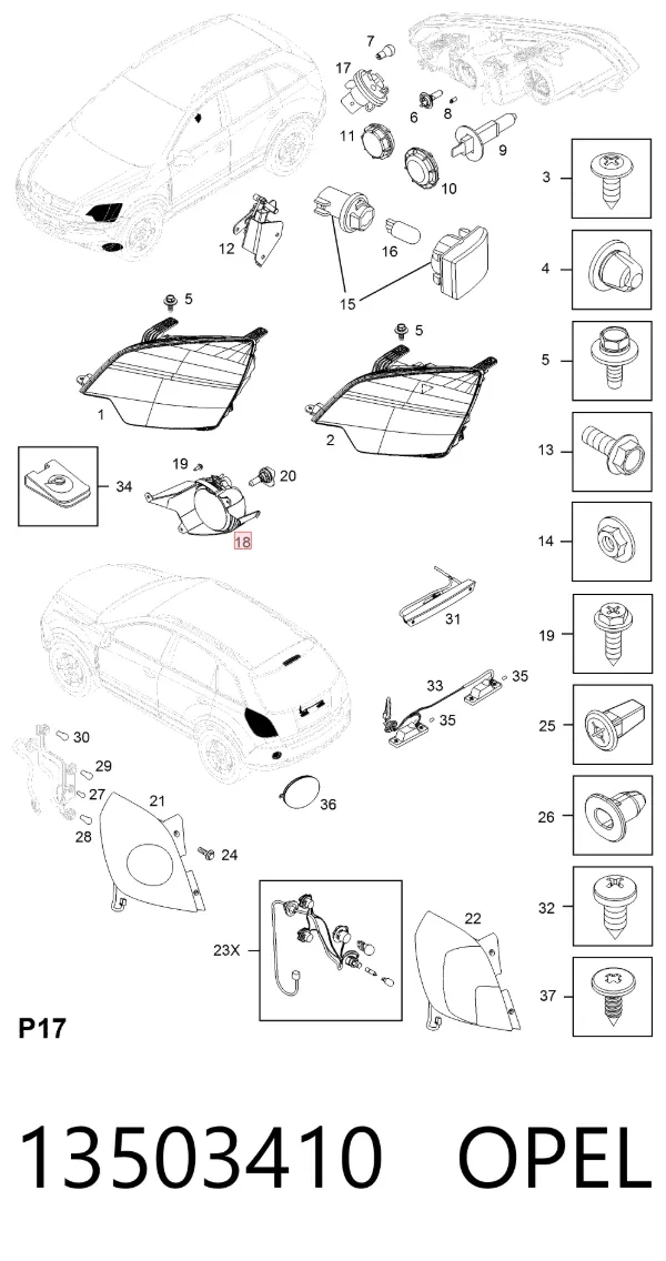 Лампочка 13503410 Opel