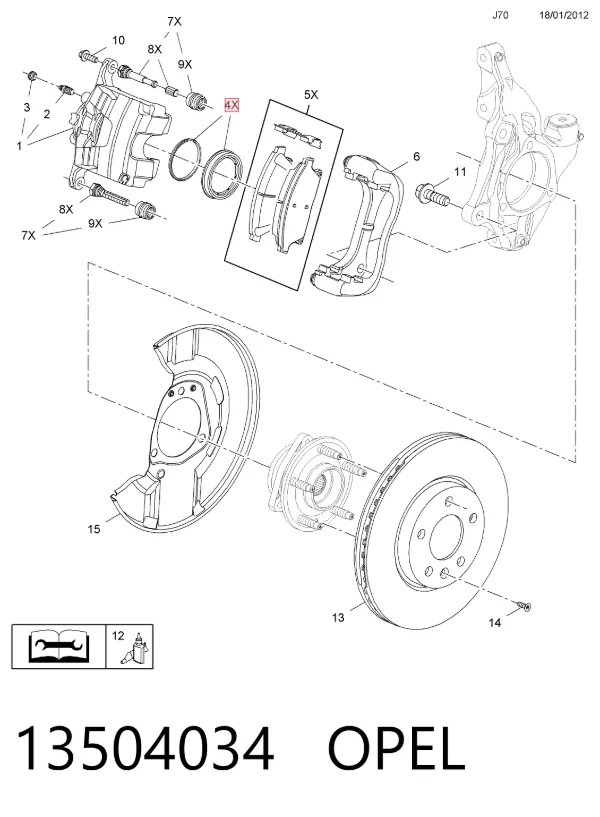Ремкомплект переднего суппорта 13504034 Opel