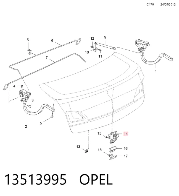 Замок багажника 13513995 Opel