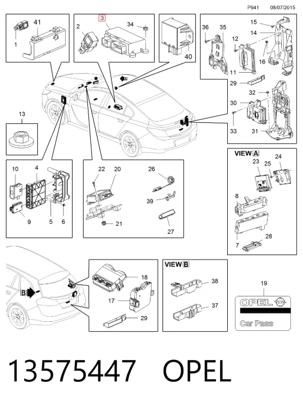 Модуль-процессор управления подушкой безопасности (ЭБУ AIRBAG) 13575447 Opel