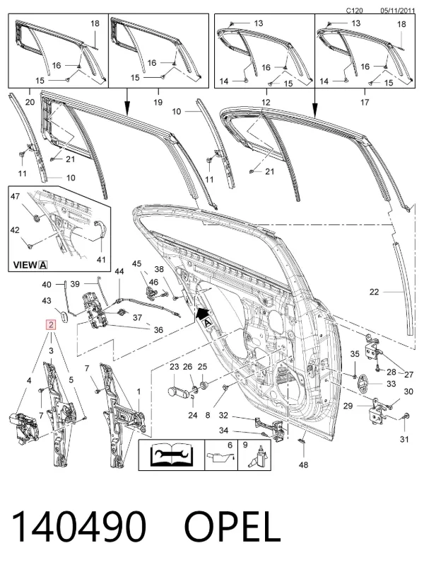 Механизм стеклоподъемника двери задней правой 140490 Opel