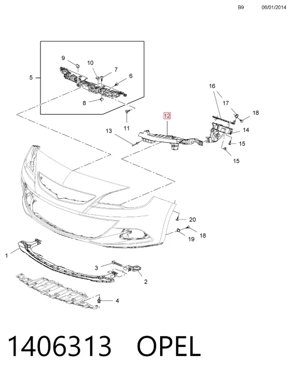 Кронштейн бампера переднего правый 1406313 Opel