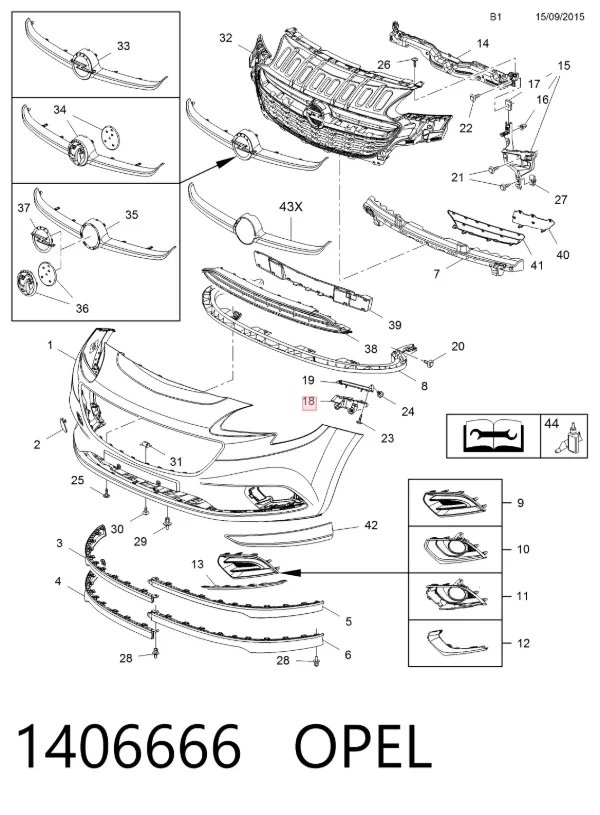 Кронштейн бампера переднего правый 1406666 Opel