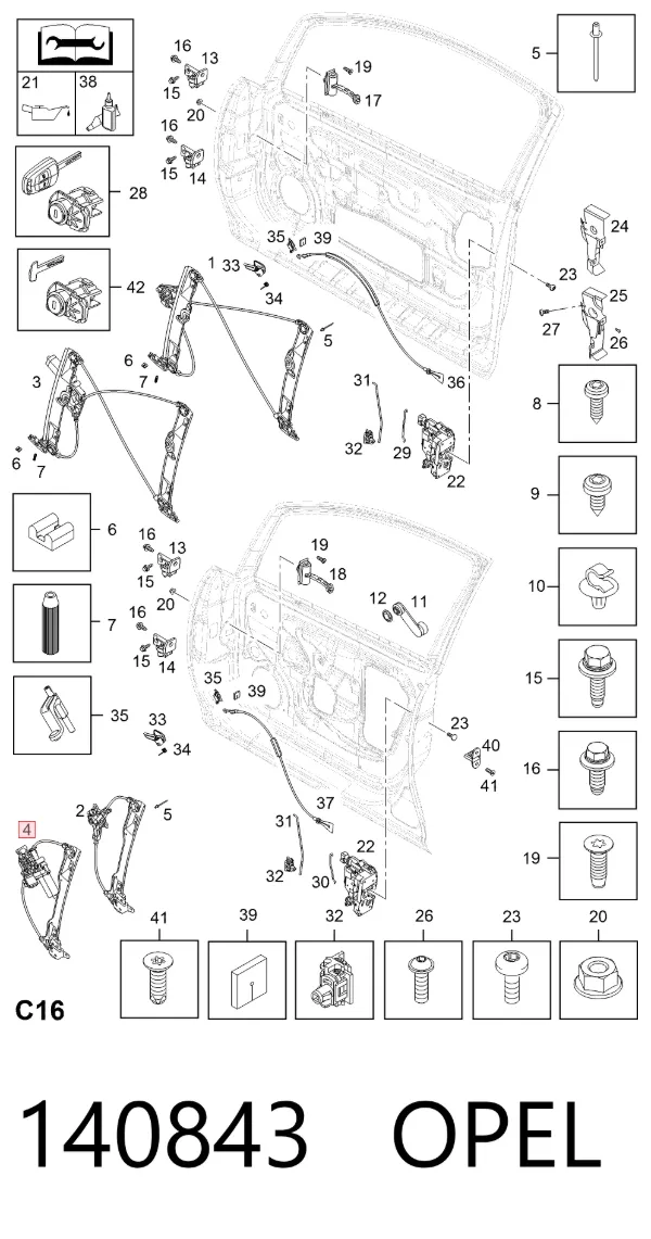 Стеклоподъемник передней левой двери 140843 Opel