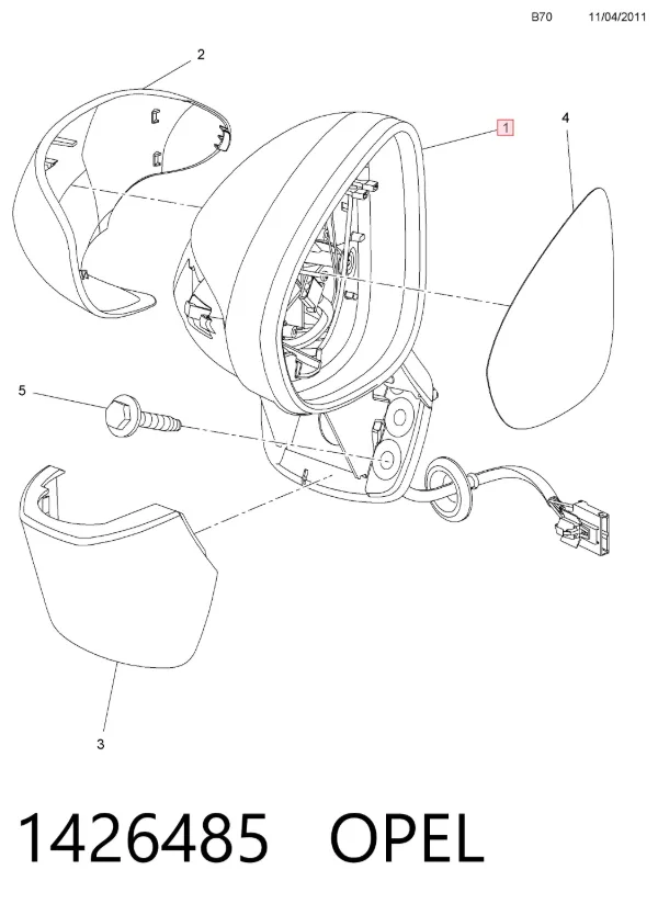 Левое боковое зеркало 13354624 General Motors