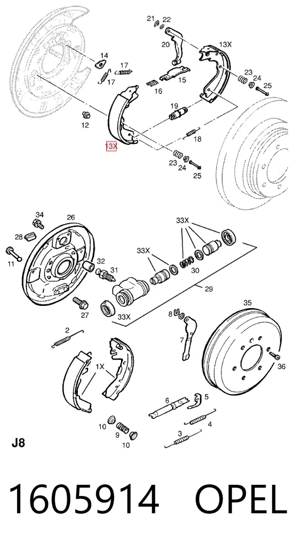 Колодки ручника 1605914 Opel