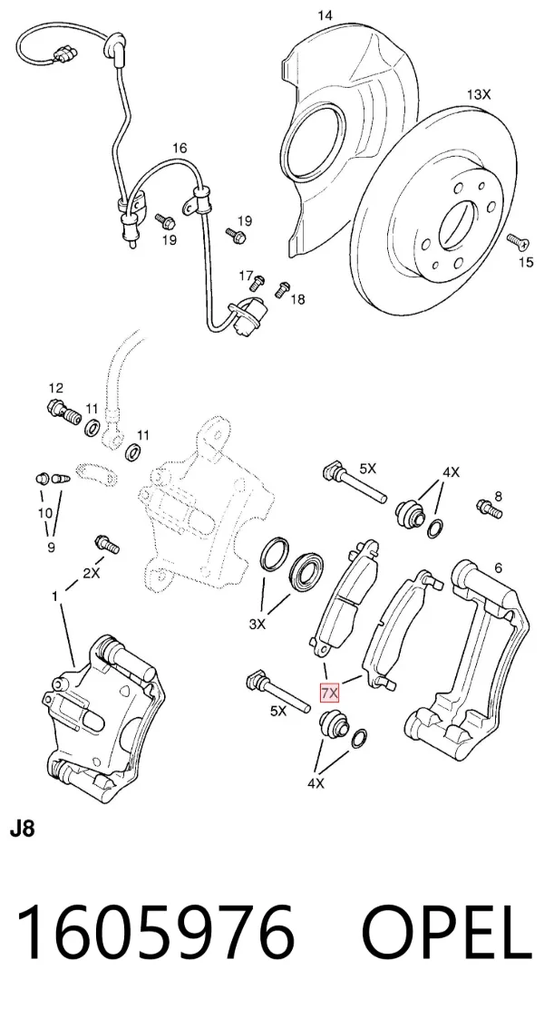 Передние тормозные колодки 1605976 Opel
