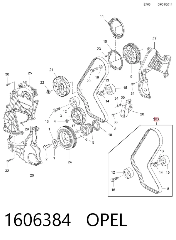 Комплект ГРМ 1606384 Opel