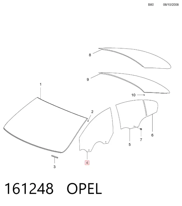 Стекло двери передней левой 161248 Opel