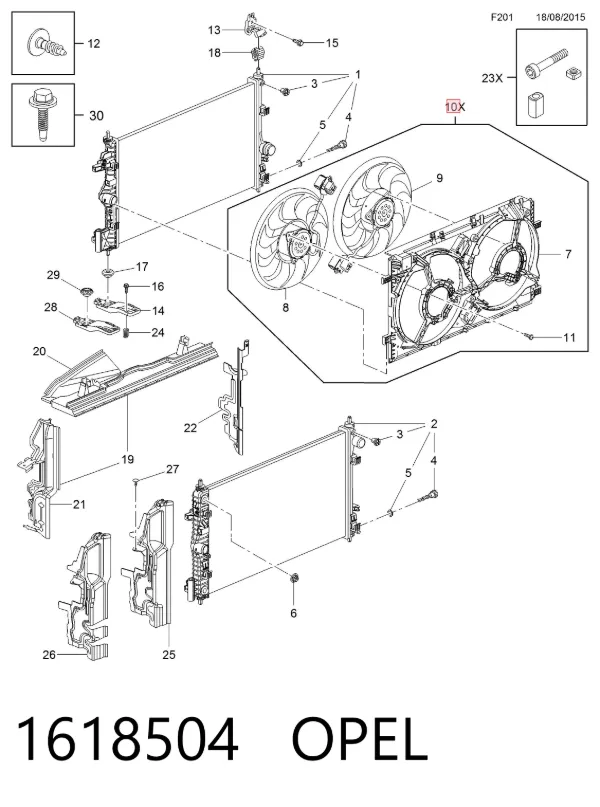 Электровентилятор охлаждения 1618504 Opel