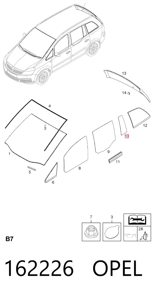 Стекло-форточка двери задней правой 162226 Opel
