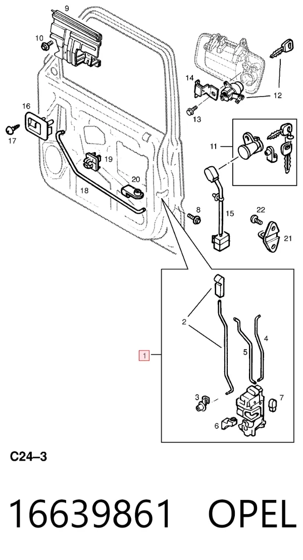 Замок водительской двери 16639861 Opel