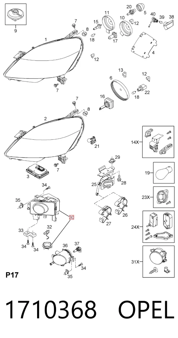 Фара противотуманная левая 1710368 Opel