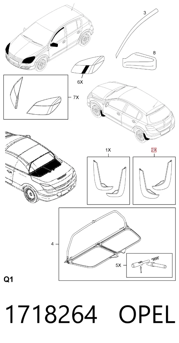Задние брызговики 1718264 Opel