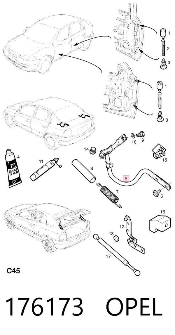 Петля задней двери 176173 Opel