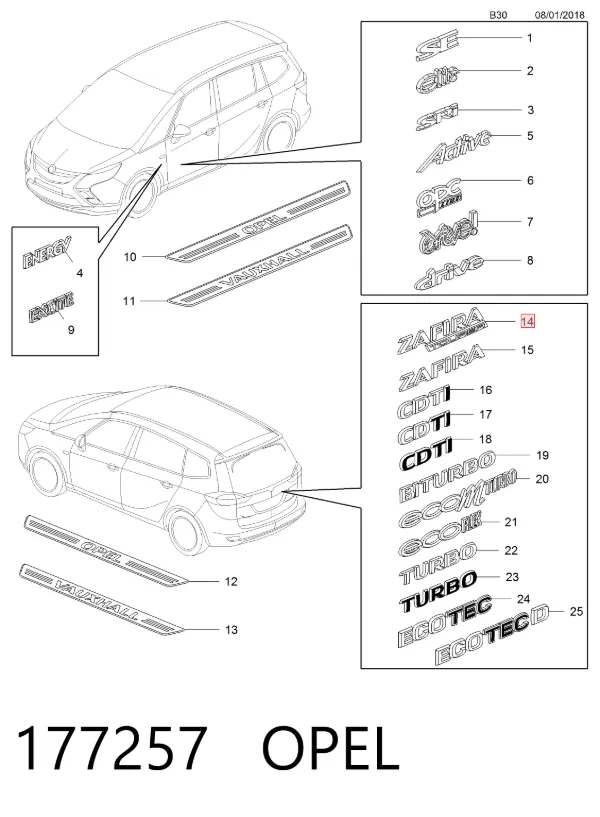 Эмблема крышки багажника 177257 Opel