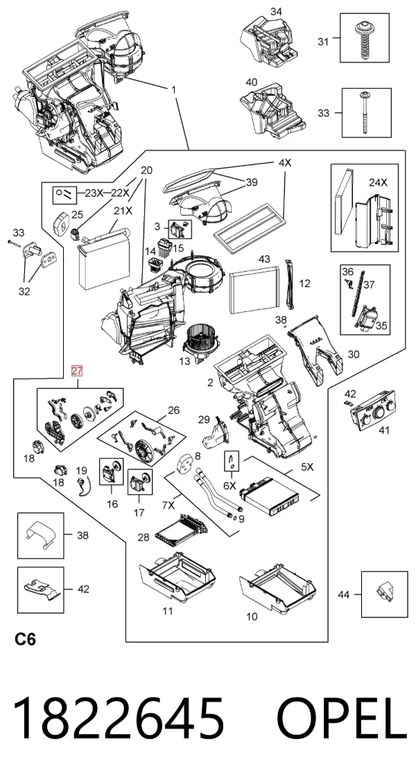 Привод заслонки печки 1822645 Opel