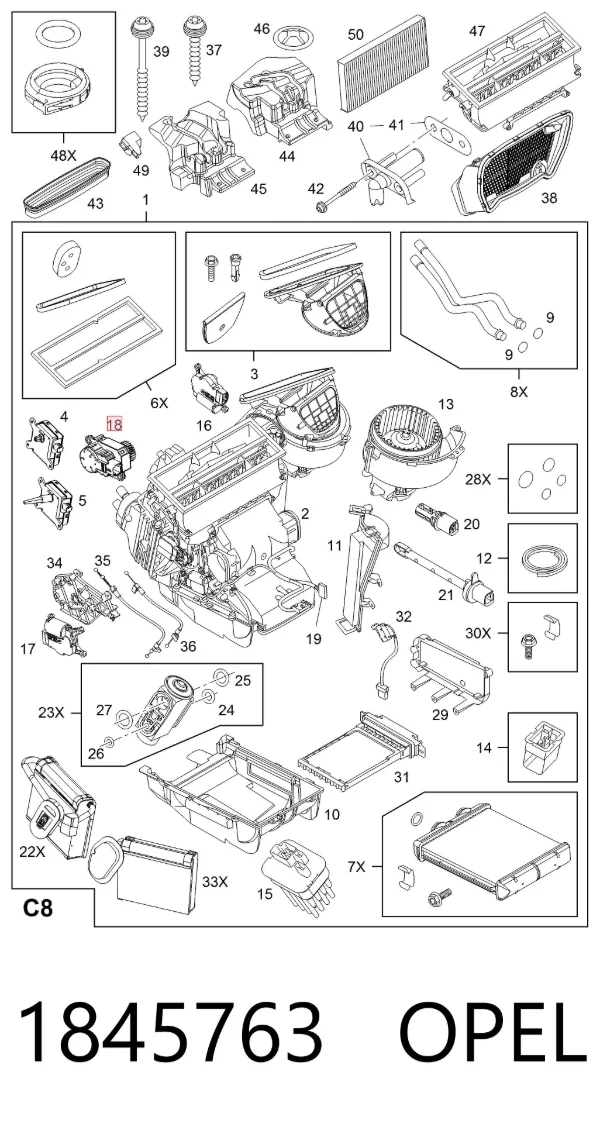 Привод заслонки печки 1845763 Opel