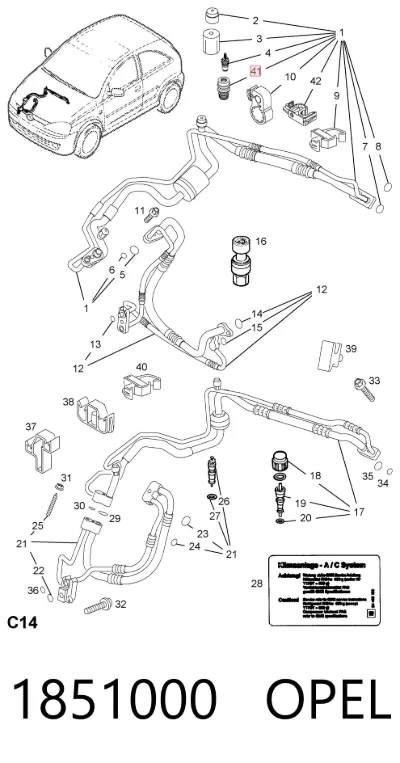 Клапан заправки кондиционера OPEL 1851000