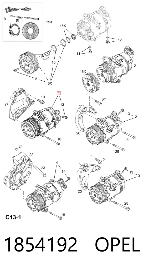 Компрессор кондиционера 1854192 Opel