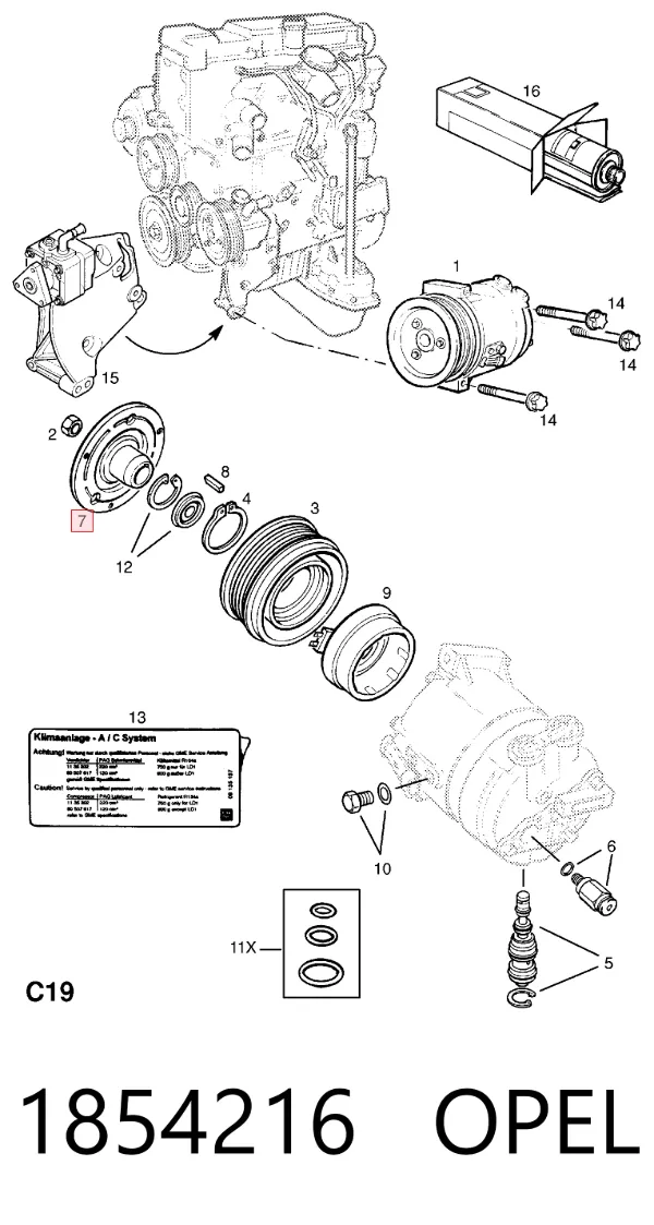 Муфта компрессора кондиционера 1854216 Opel