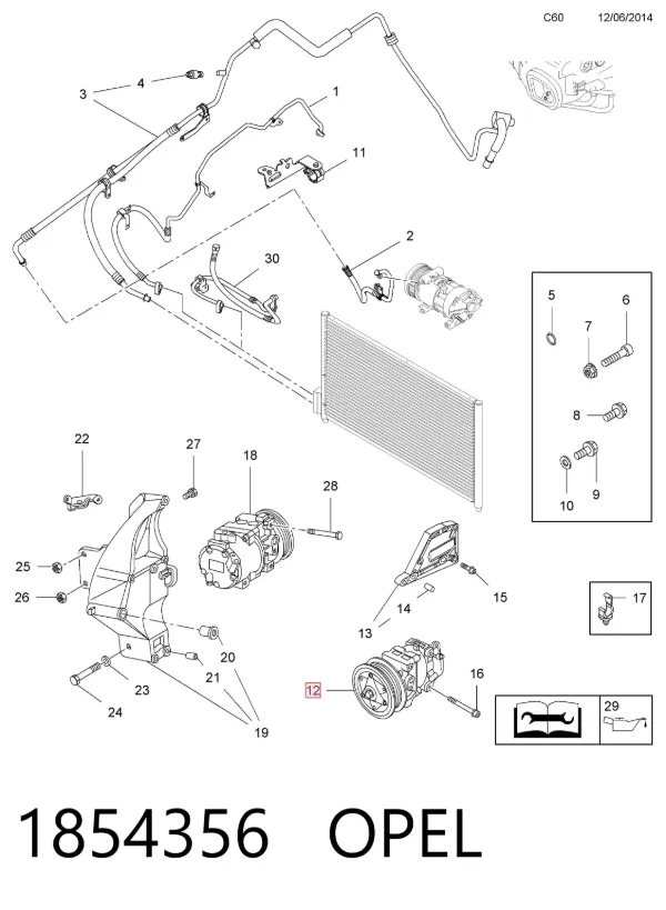 Компрессор кондиционера 1854356 Opel