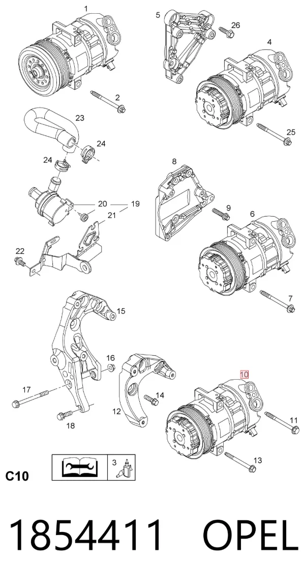 Компрессор кондиционера 1854411 Opel
