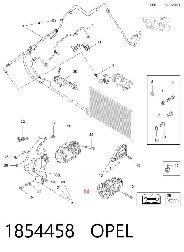 Компрессор кондиционера 1854458 Opel